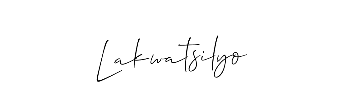 Also You can easily find your signature by using the search form. We will create Lakwatsilyo name handwritten signature images for you free of cost using Allison_Script sign style. Lakwatsilyo signature style 2 images and pictures png