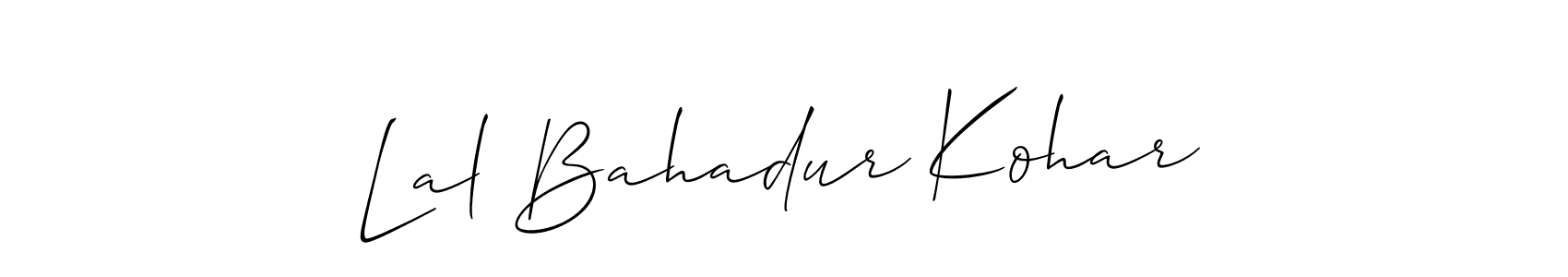 if you are searching for the best signature style for your name Lal Bahadur Kohar. so please give up your signature search. here we have designed multiple signature styles  using Allison_Script. Lal Bahadur Kohar signature style 2 images and pictures png