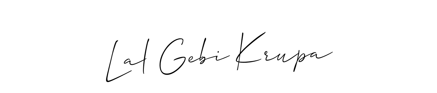 How to make Lal Gebi Krupa name signature. Use Allison_Script style for creating short signs online. This is the latest handwritten sign. Lal Gebi Krupa signature style 2 images and pictures png