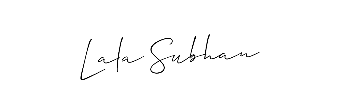 How to make Lala Subhan signature? Allison_Script is a professional autograph style. Create handwritten signature for Lala Subhan name. Lala Subhan signature style 2 images and pictures png