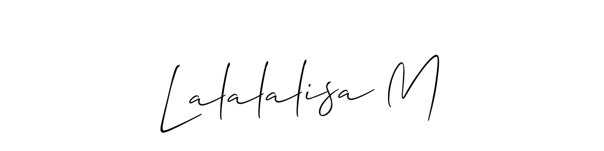 Use a signature maker to create a handwritten signature online. With this signature software, you can design (Allison_Script) your own signature for name Lalalalisa M. Lalalalisa M signature style 2 images and pictures png