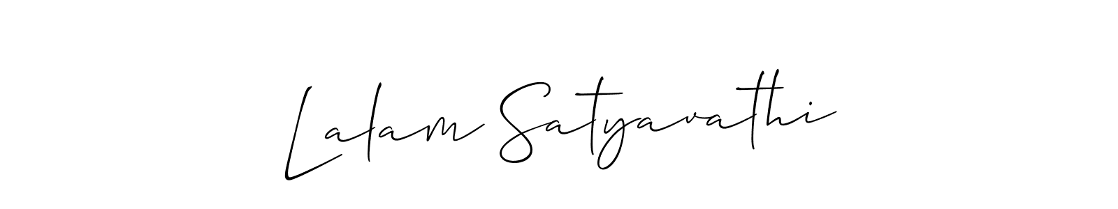 Also You can easily find your signature by using the search form. We will create Lalam Satyavathi name handwritten signature images for you free of cost using Allison_Script sign style. Lalam Satyavathi signature style 2 images and pictures png