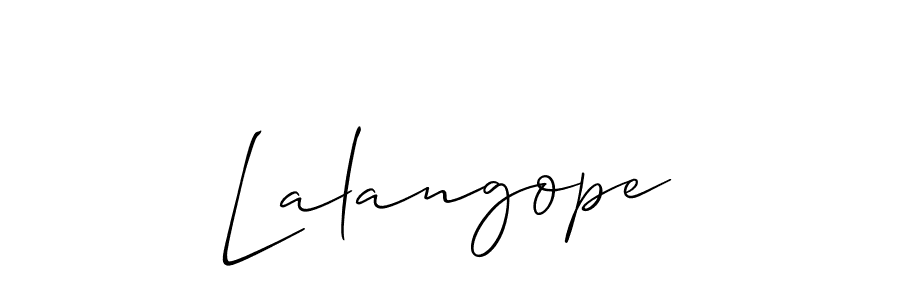 Allison_Script is a professional signature style that is perfect for those who want to add a touch of class to their signature. It is also a great choice for those who want to make their signature more unique. Get Lalangope name to fancy signature for free. Lalangope signature style 2 images and pictures png