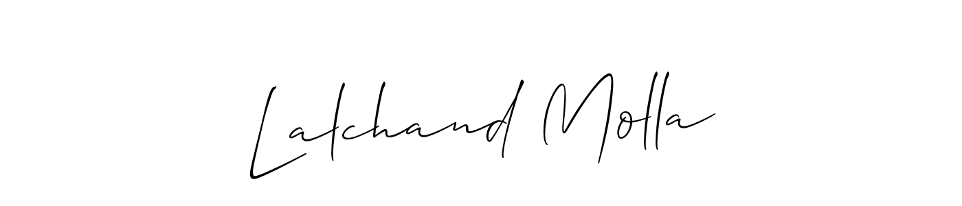 if you are searching for the best signature style for your name Lalchand Molla. so please give up your signature search. here we have designed multiple signature styles  using Allison_Script. Lalchand Molla signature style 2 images and pictures png