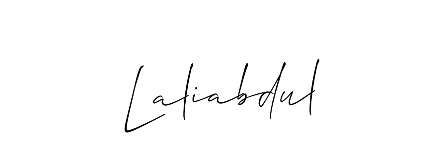 The best way (Allison_Script) to make a short signature is to pick only two or three words in your name. The name Laliabdul include a total of six letters. For converting this name. Laliabdul signature style 2 images and pictures png