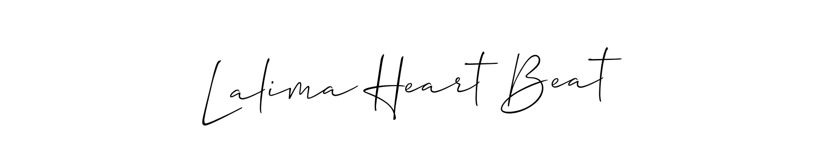 The best way (Allison_Script) to make a short signature is to pick only two or three words in your name. The name Lalima Heart Beat include a total of six letters. For converting this name. Lalima Heart Beat signature style 2 images and pictures png