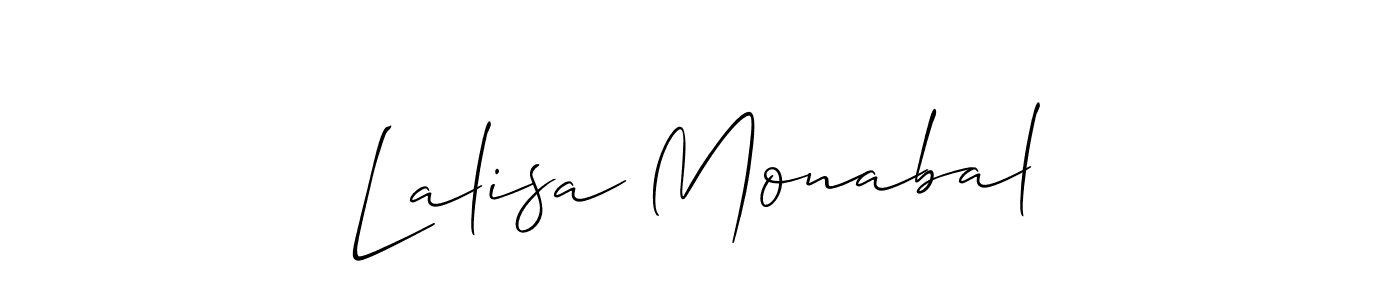 Also You can easily find your signature by using the search form. We will create Lalisa Monabal name handwritten signature images for you free of cost using Allison_Script sign style. Lalisa Monabal signature style 2 images and pictures png