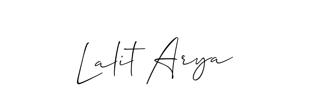 The best way (Allison_Script) to make a short signature is to pick only two or three words in your name. The name Lalit Arya include a total of six letters. For converting this name. Lalit Arya signature style 2 images and pictures png