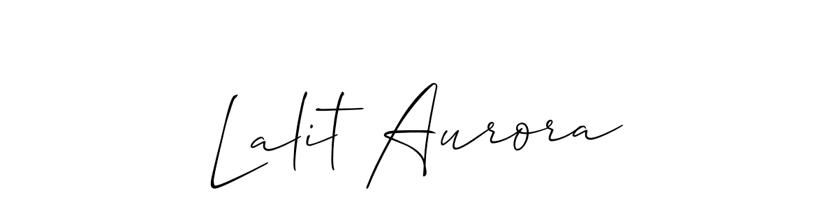 The best way (Allison_Script) to make a short signature is to pick only two or three words in your name. The name Lalit Aurora include a total of six letters. For converting this name. Lalit Aurora signature style 2 images and pictures png