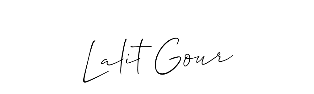 The best way (Allison_Script) to make a short signature is to pick only two or three words in your name. The name Lalit Gour include a total of six letters. For converting this name. Lalit Gour signature style 2 images and pictures png