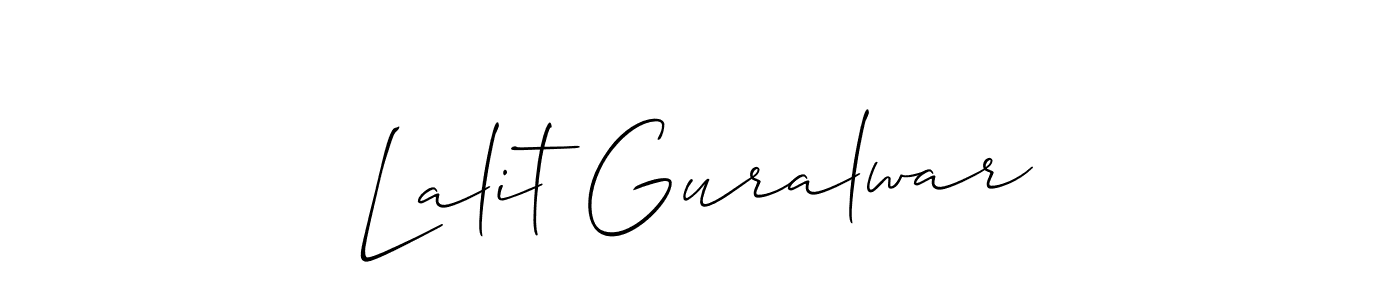 if you are searching for the best signature style for your name Lalit Guralwar. so please give up your signature search. here we have designed multiple signature styles  using Allison_Script. Lalit Guralwar signature style 2 images and pictures png