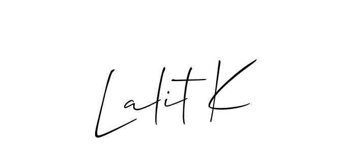 if you are searching for the best signature style for your name Lalit K. so please give up your signature search. here we have designed multiple signature styles  using Allison_Script. Lalit K signature style 2 images and pictures png
