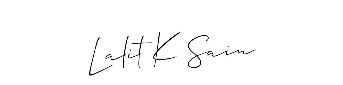 This is the best signature style for the Lalit K Sain name. Also you like these signature font (Allison_Script). Mix name signature. Lalit K Sain signature style 2 images and pictures png