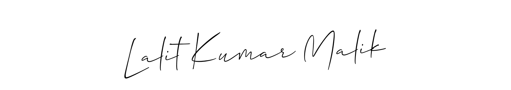 Also You can easily find your signature by using the search form. We will create Lalit Kumar Malik name handwritten signature images for you free of cost using Allison_Script sign style. Lalit Kumar Malik signature style 2 images and pictures png
