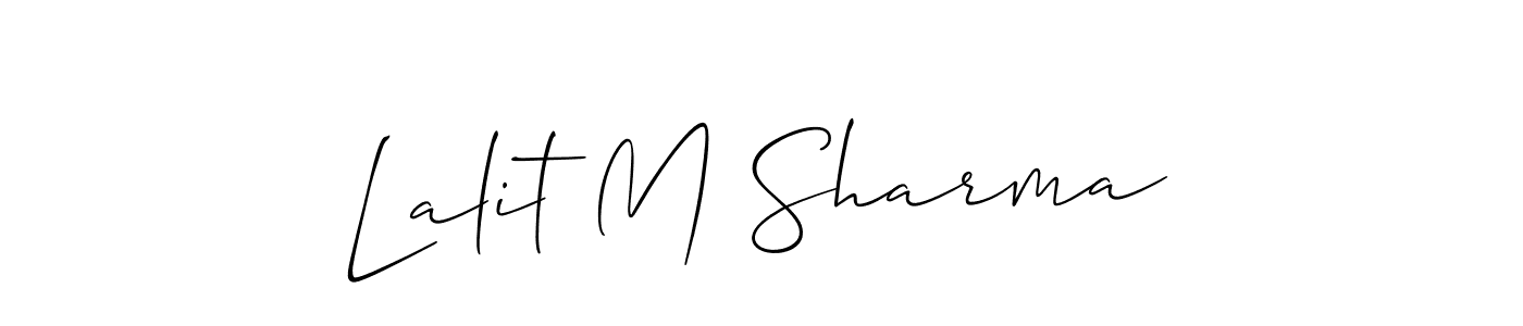 The best way (Allison_Script) to make a short signature is to pick only two or three words in your name. The name Lalit M Sharma include a total of six letters. For converting this name. Lalit M Sharma signature style 2 images and pictures png