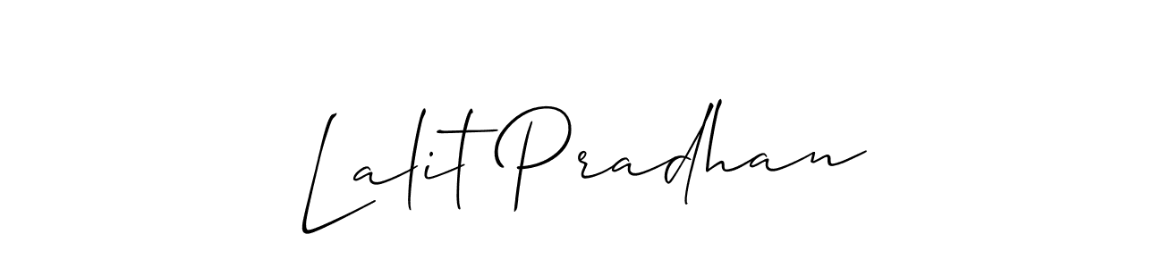 The best way (Allison_Script) to make a short signature is to pick only two or three words in your name. The name Lalit Pradhan include a total of six letters. For converting this name. Lalit Pradhan signature style 2 images and pictures png