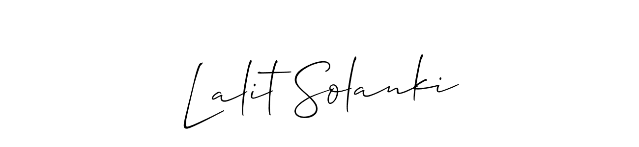 The best way (Allison_Script) to make a short signature is to pick only two or three words in your name. The name Lalit Solanki include a total of six letters. For converting this name. Lalit Solanki signature style 2 images and pictures png