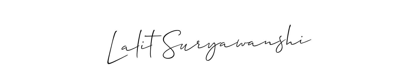 if you are searching for the best signature style for your name Lalit Suryawanshi. so please give up your signature search. here we have designed multiple signature styles  using Allison_Script. Lalit Suryawanshi signature style 2 images and pictures png