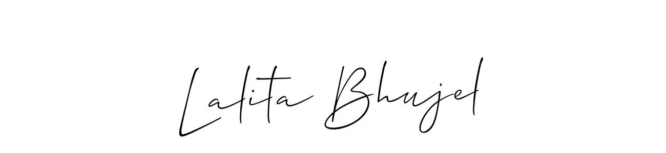 You should practise on your own different ways (Allison_Script) to write your name (Lalita Bhujel) in signature. don't let someone else do it for you. Lalita Bhujel signature style 2 images and pictures png