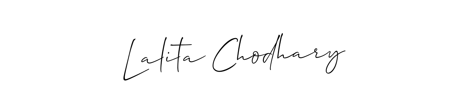 if you are searching for the best signature style for your name Lalita Chodhary. so please give up your signature search. here we have designed multiple signature styles  using Allison_Script. Lalita Chodhary signature style 2 images and pictures png