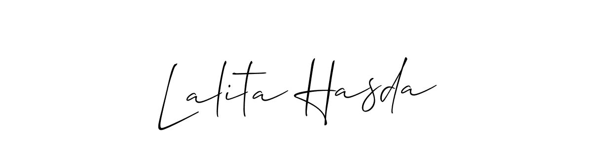 if you are searching for the best signature style for your name Lalita Hasda. so please give up your signature search. here we have designed multiple signature styles  using Allison_Script. Lalita Hasda signature style 2 images and pictures png