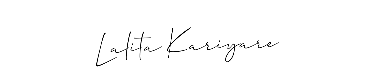 Allison_Script is a professional signature style that is perfect for those who want to add a touch of class to their signature. It is also a great choice for those who want to make their signature more unique. Get Lalita Kariyare name to fancy signature for free. Lalita Kariyare signature style 2 images and pictures png