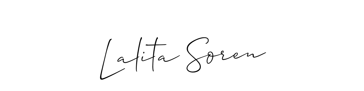 Make a short Lalita Soren signature style. Manage your documents anywhere anytime using Allison_Script. Create and add eSignatures, submit forms, share and send files easily. Lalita Soren signature style 2 images and pictures png
