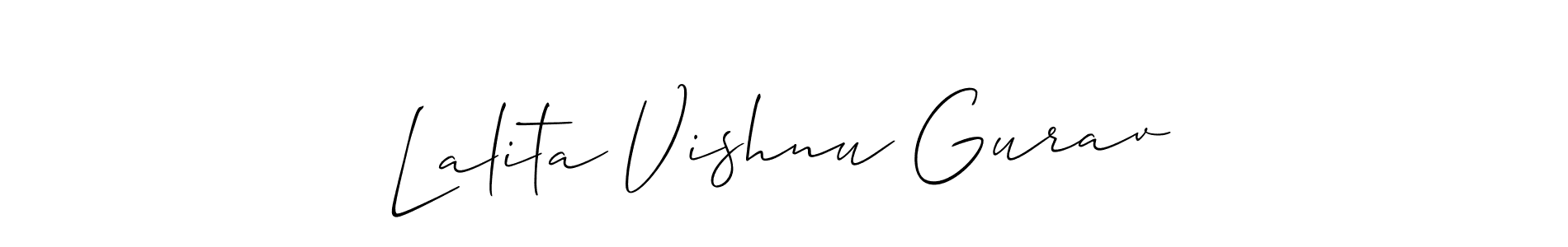 Similarly Allison_Script is the best handwritten signature design. Signature creator online .You can use it as an online autograph creator for name Lalita Vishnu Gurav. Lalita Vishnu Gurav signature style 2 images and pictures png