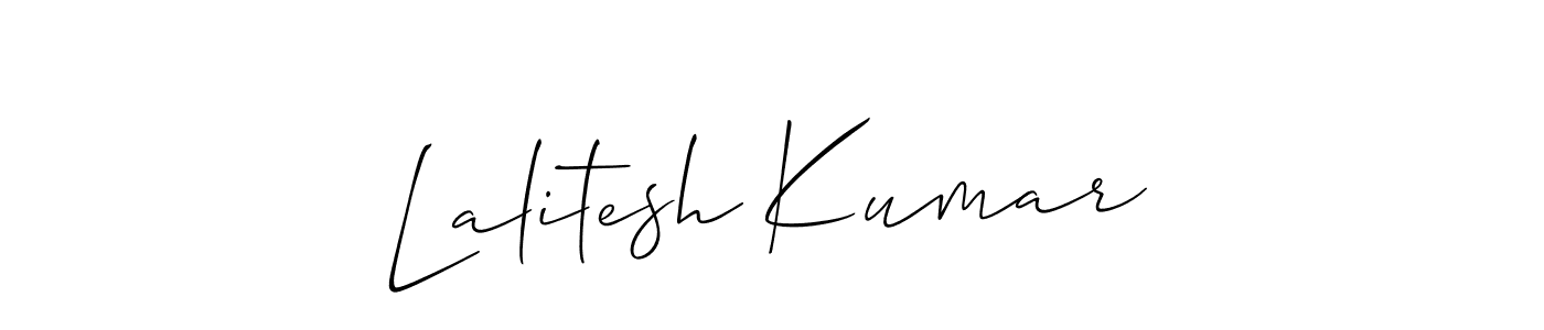 The best way (Allison_Script) to make a short signature is to pick only two or three words in your name. The name Lalitesh Kumar include a total of six letters. For converting this name. Lalitesh Kumar signature style 2 images and pictures png