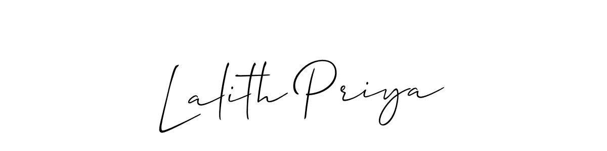 Create a beautiful signature design for name Lalith Priya. With this signature (Allison_Script) fonts, you can make a handwritten signature for free. Lalith Priya signature style 2 images and pictures png