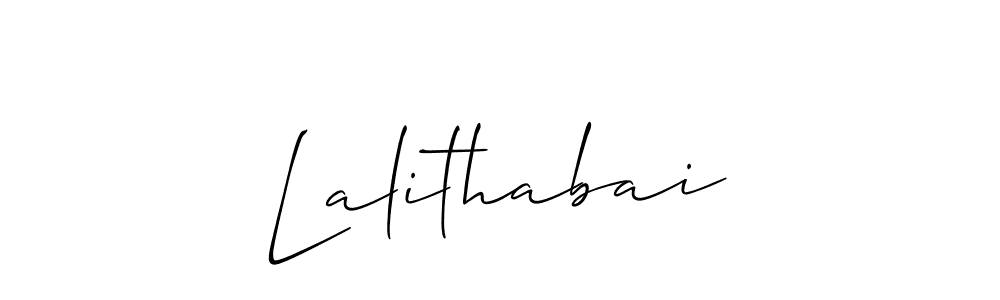 Similarly Allison_Script is the best handwritten signature design. Signature creator online .You can use it as an online autograph creator for name Lalithabai. Lalithabai signature style 2 images and pictures png