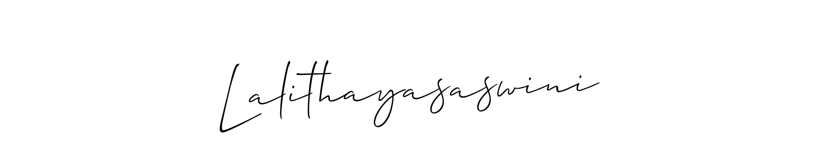 Use a signature maker to create a handwritten signature online. With this signature software, you can design (Allison_Script) your own signature for name Lalithayasaswini. Lalithayasaswini signature style 2 images and pictures png