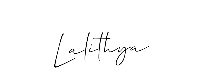 Design your own signature with our free online signature maker. With this signature software, you can create a handwritten (Allison_Script) signature for name Lalithya. Lalithya signature style 2 images and pictures png