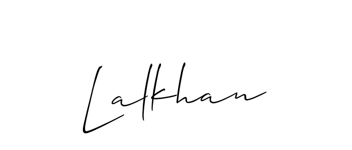 if you are searching for the best signature style for your name Lalkhan. so please give up your signature search. here we have designed multiple signature styles  using Allison_Script. Lalkhan signature style 2 images and pictures png