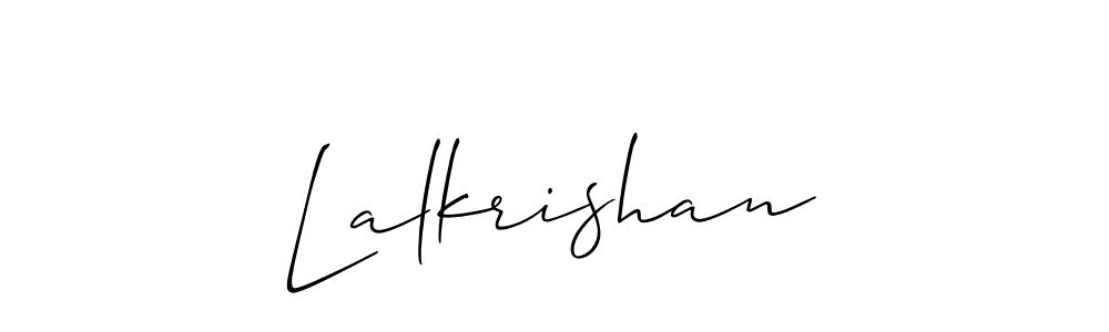 Use a signature maker to create a handwritten signature online. With this signature software, you can design (Allison_Script) your own signature for name Lalkrishan. Lalkrishan signature style 2 images and pictures png