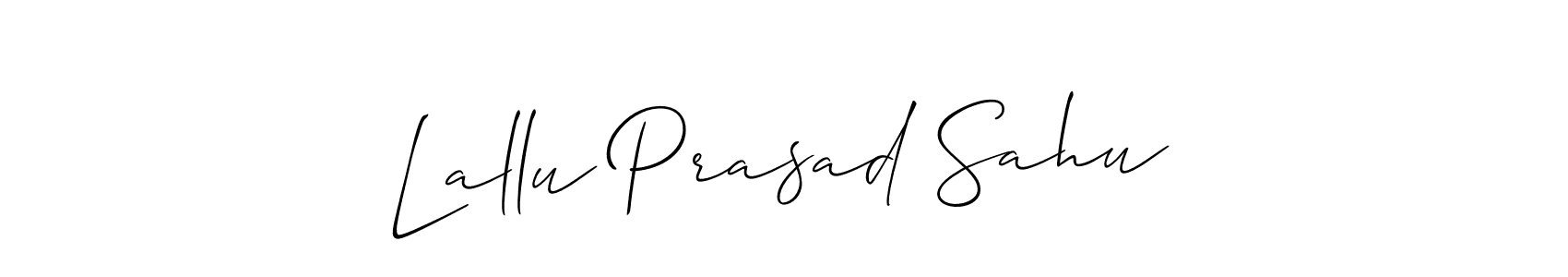 if you are searching for the best signature style for your name Lallu Prasad Sahu. so please give up your signature search. here we have designed multiple signature styles  using Allison_Script. Lallu Prasad Sahu signature style 2 images and pictures png