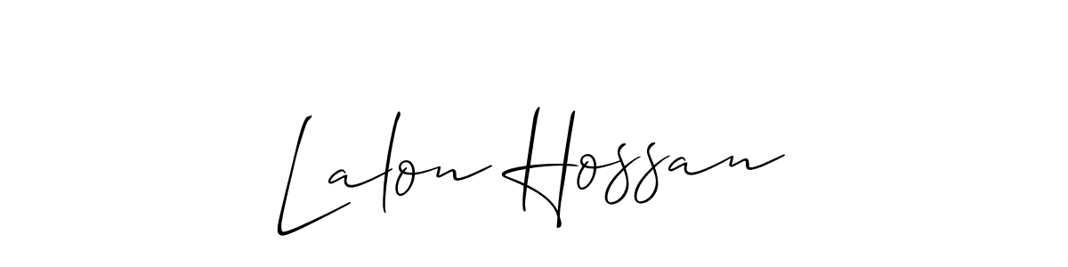 Make a beautiful signature design for name Lalon Hossan. With this signature (Allison_Script) style, you can create a handwritten signature for free. Lalon Hossan signature style 2 images and pictures png