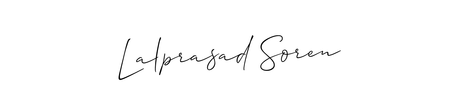 It looks lik you need a new signature style for name Lalprasad Soren. Design unique handwritten (Allison_Script) signature with our free signature maker in just a few clicks. Lalprasad Soren signature style 2 images and pictures png