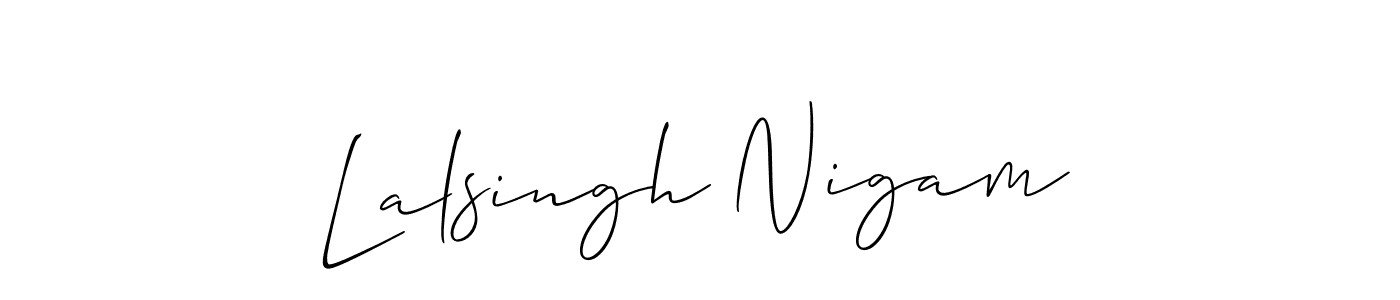 Use a signature maker to create a handwritten signature online. With this signature software, you can design (Allison_Script) your own signature for name Lalsingh Nigam. Lalsingh Nigam signature style 2 images and pictures png