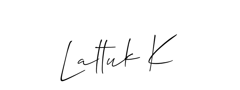 How to make Laltuk K name signature. Use Allison_Script style for creating short signs online. This is the latest handwritten sign. Laltuk K signature style 2 images and pictures png