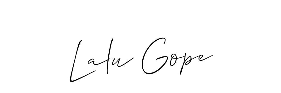 How to make Lalu Gope name signature. Use Allison_Script style for creating short signs online. This is the latest handwritten sign. Lalu Gope signature style 2 images and pictures png