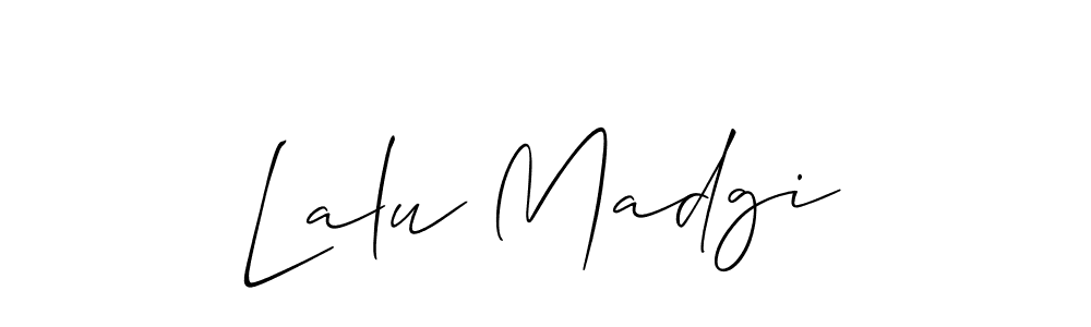 You should practise on your own different ways (Allison_Script) to write your name (Lalu Madgi) in signature. don't let someone else do it for you. Lalu Madgi signature style 2 images and pictures png