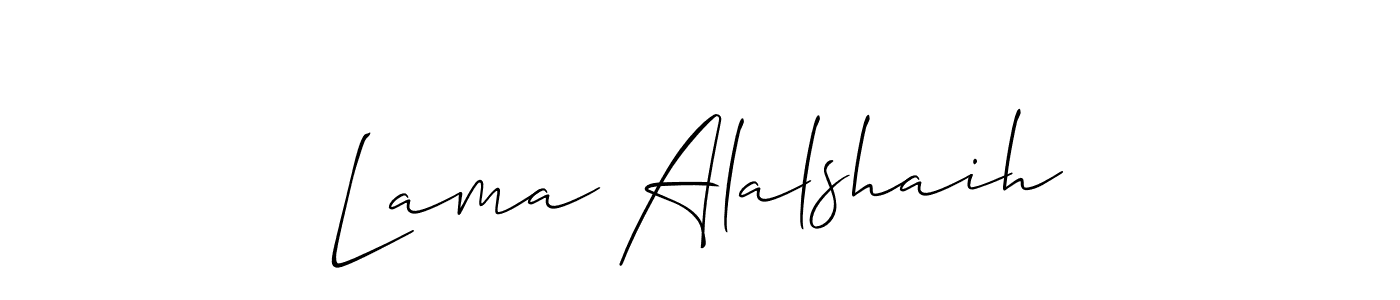 Also You can easily find your signature by using the search form. We will create Lama Alalshaih name handwritten signature images for you free of cost using Allison_Script sign style. Lama Alalshaih signature style 2 images and pictures png