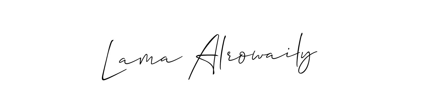 if you are searching for the best signature style for your name Lama Alrowaily. so please give up your signature search. here we have designed multiple signature styles  using Allison_Script. Lama Alrowaily signature style 2 images and pictures png