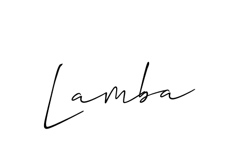 Use a signature maker to create a handwritten signature online. With this signature software, you can design (Allison_Script) your own signature for name Lamba. Lamba signature style 2 images and pictures png