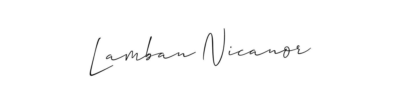 How to make Lamban Nicanor name signature. Use Allison_Script style for creating short signs online. This is the latest handwritten sign. Lamban Nicanor signature style 2 images and pictures png