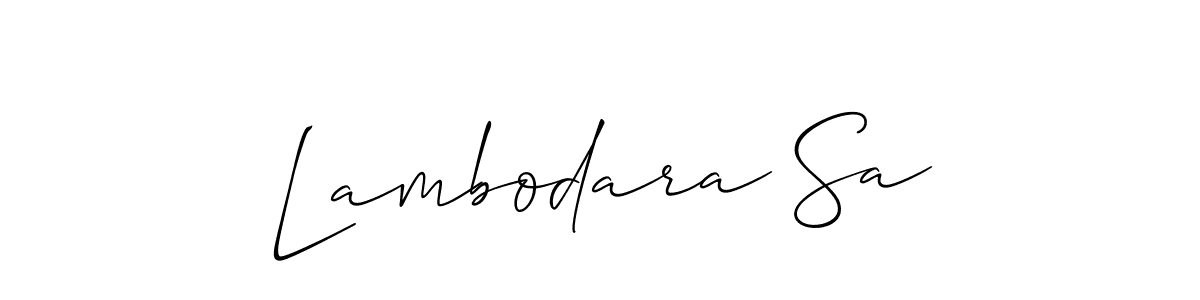 Allison_Script is a professional signature style that is perfect for those who want to add a touch of class to their signature. It is also a great choice for those who want to make their signature more unique. Get Lambodara Sa name to fancy signature for free. Lambodara Sa signature style 2 images and pictures png