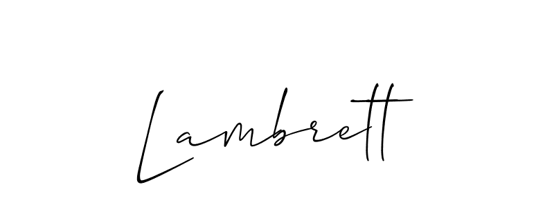 Use a signature maker to create a handwritten signature online. With this signature software, you can design (Allison_Script) your own signature for name Lambrett. Lambrett signature style 2 images and pictures png