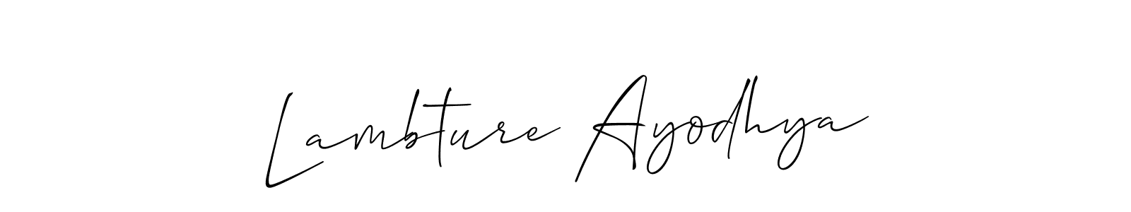 How to make Lambture Ayodhya signature? Allison_Script is a professional autograph style. Create handwritten signature for Lambture Ayodhya name. Lambture Ayodhya signature style 2 images and pictures png