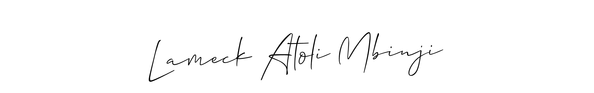 Make a beautiful signature design for name Lameck Atoli Mbinji. With this signature (Allison_Script) style, you can create a handwritten signature for free. Lameck Atoli Mbinji signature style 2 images and pictures png